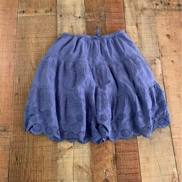 Mini Boden Girls Size 5/6 Blue tiered pintucks eyelet lace skirt - Picture 9 of 10